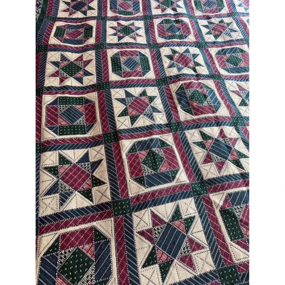 Vintage Woven Tapestry Throw Blanket Cottagecore